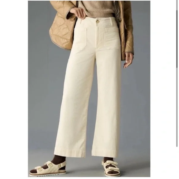 NWT Anthropologie Maeve Colette Crop Wide Leg Corduroy Pants